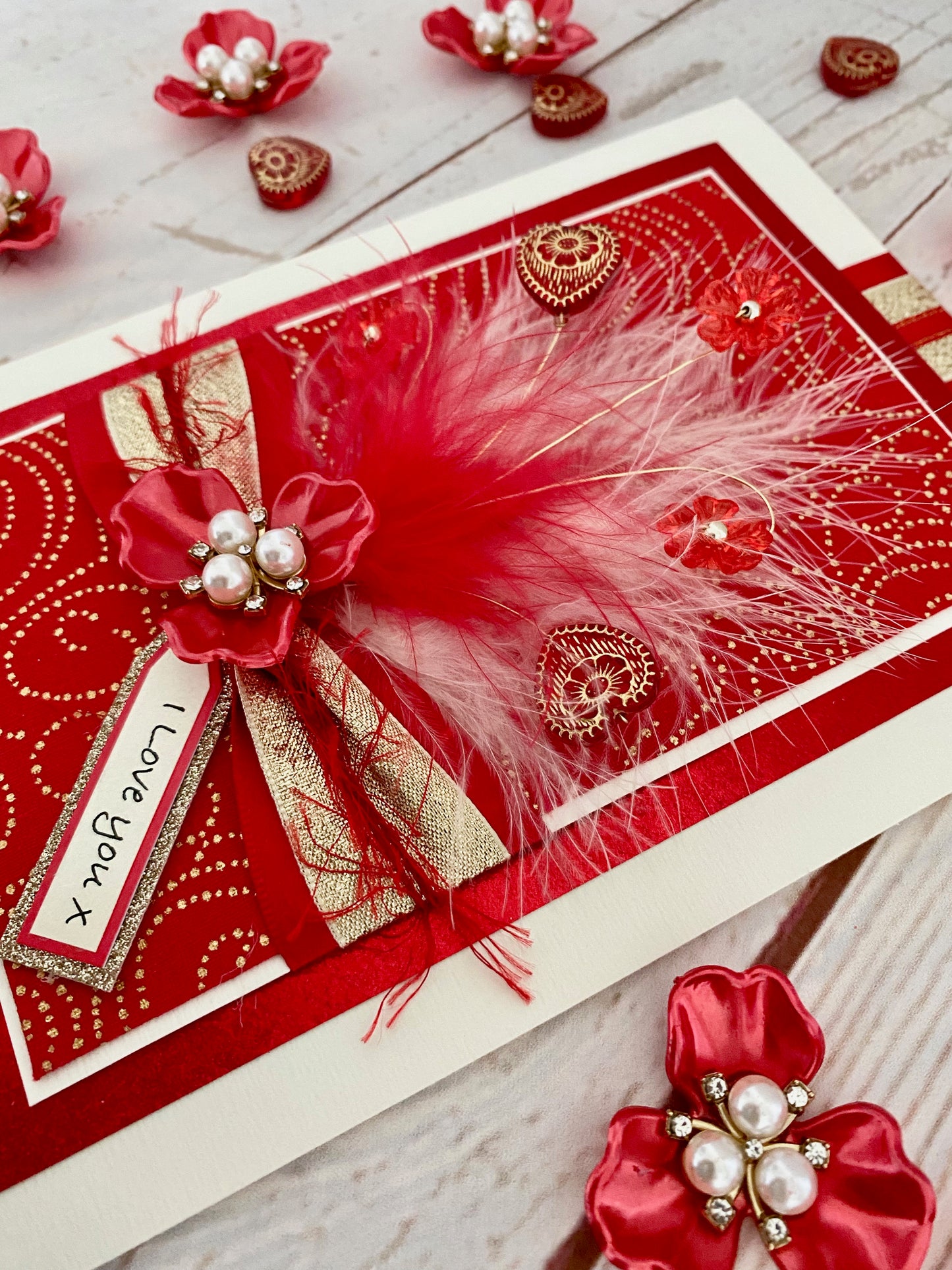 Scarlet Cherish Handmade Valentines Card