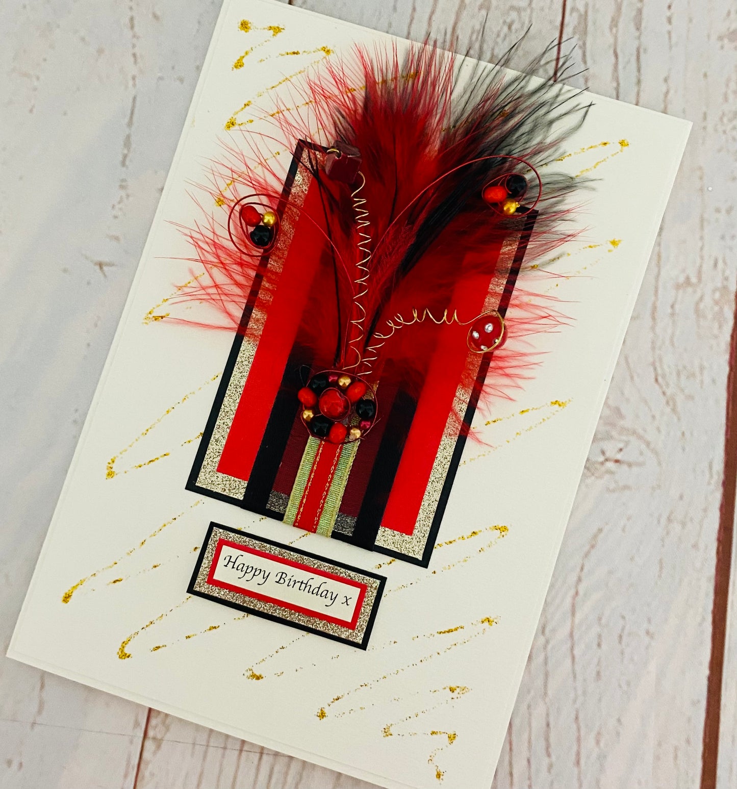 Scarlet Frivolous Handmade Card