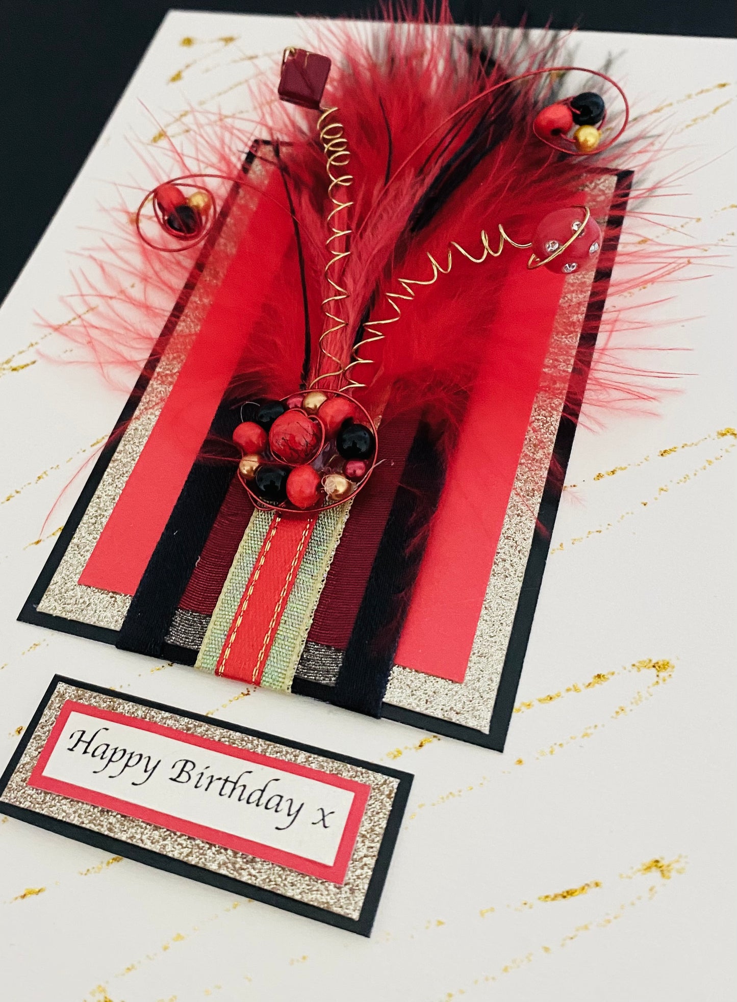 Scarlet Frivolous Handmade Card