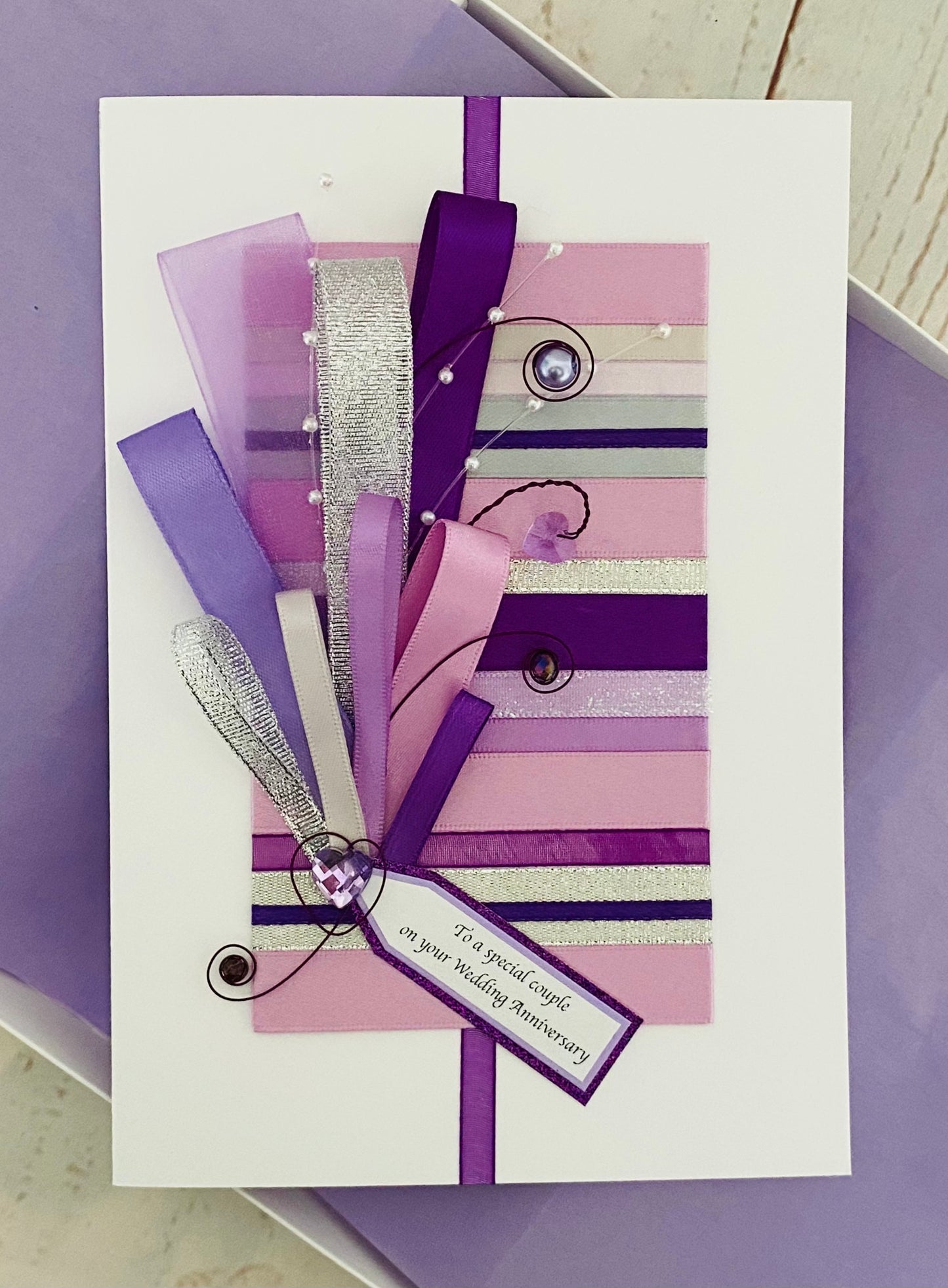 Purple Ribbons Handmade Card