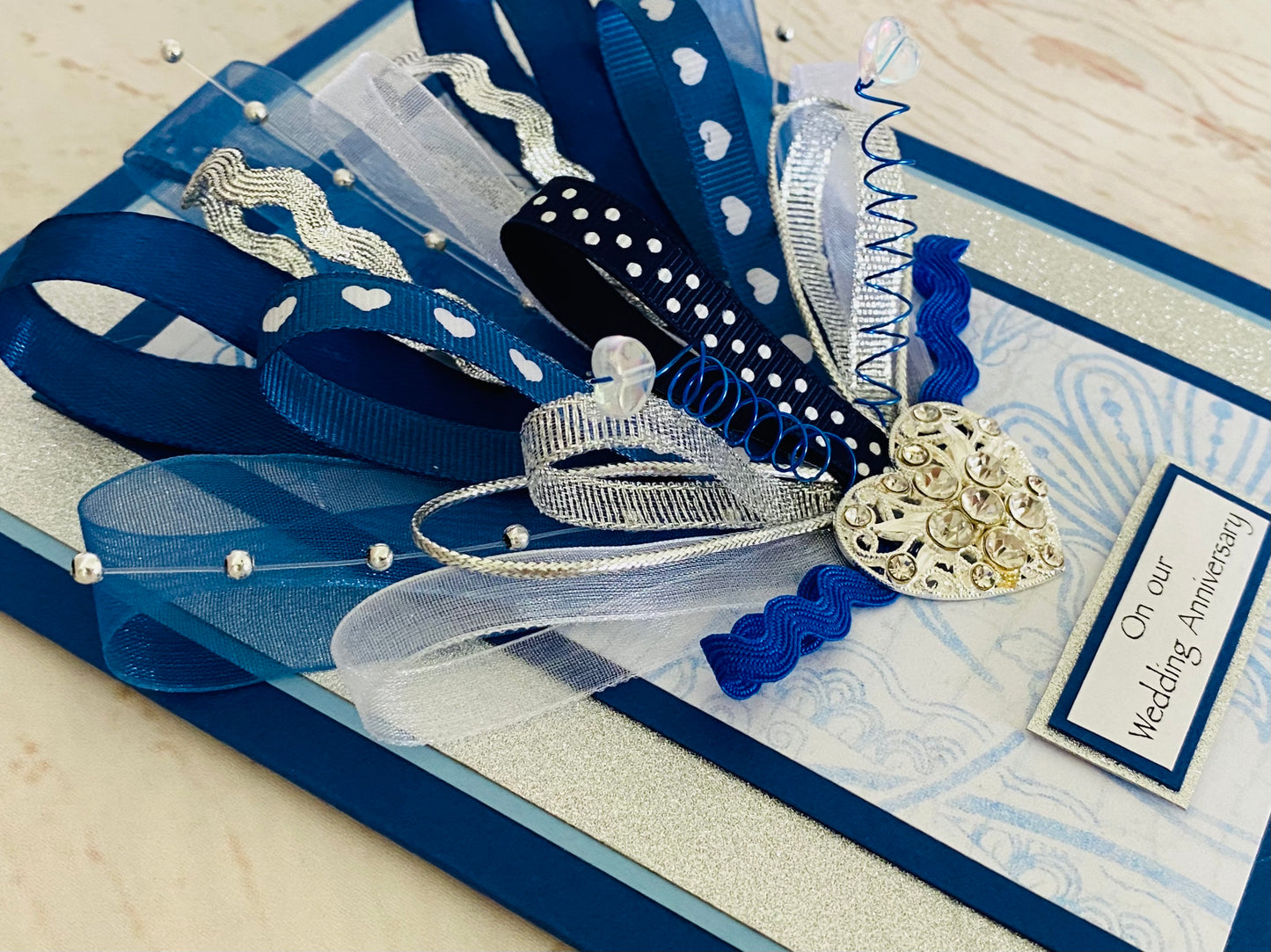 Luxury Sapphire Sparkle Handmade Card