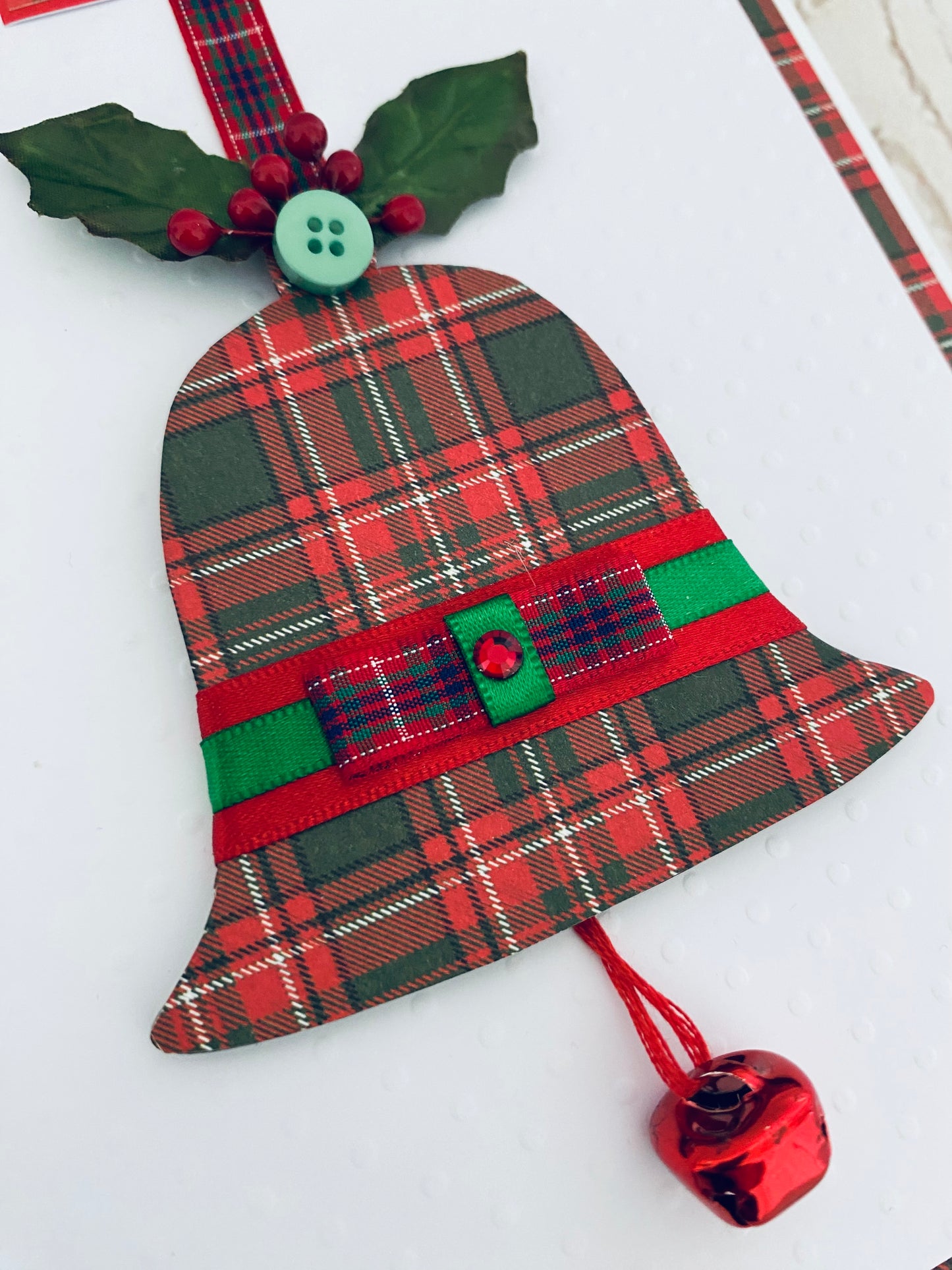 Tartan Jingle Bells Christmas Handmade Card
