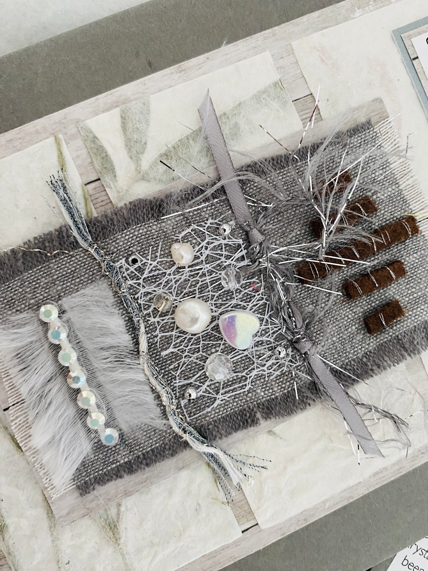 Luxury Platinum Crystal Pearl Handmade Card