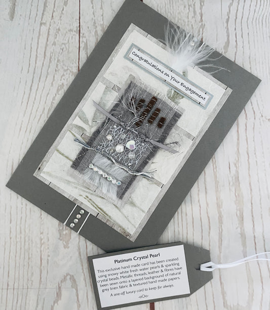 Luxury Platinum Crystal Pearl Handmade Card