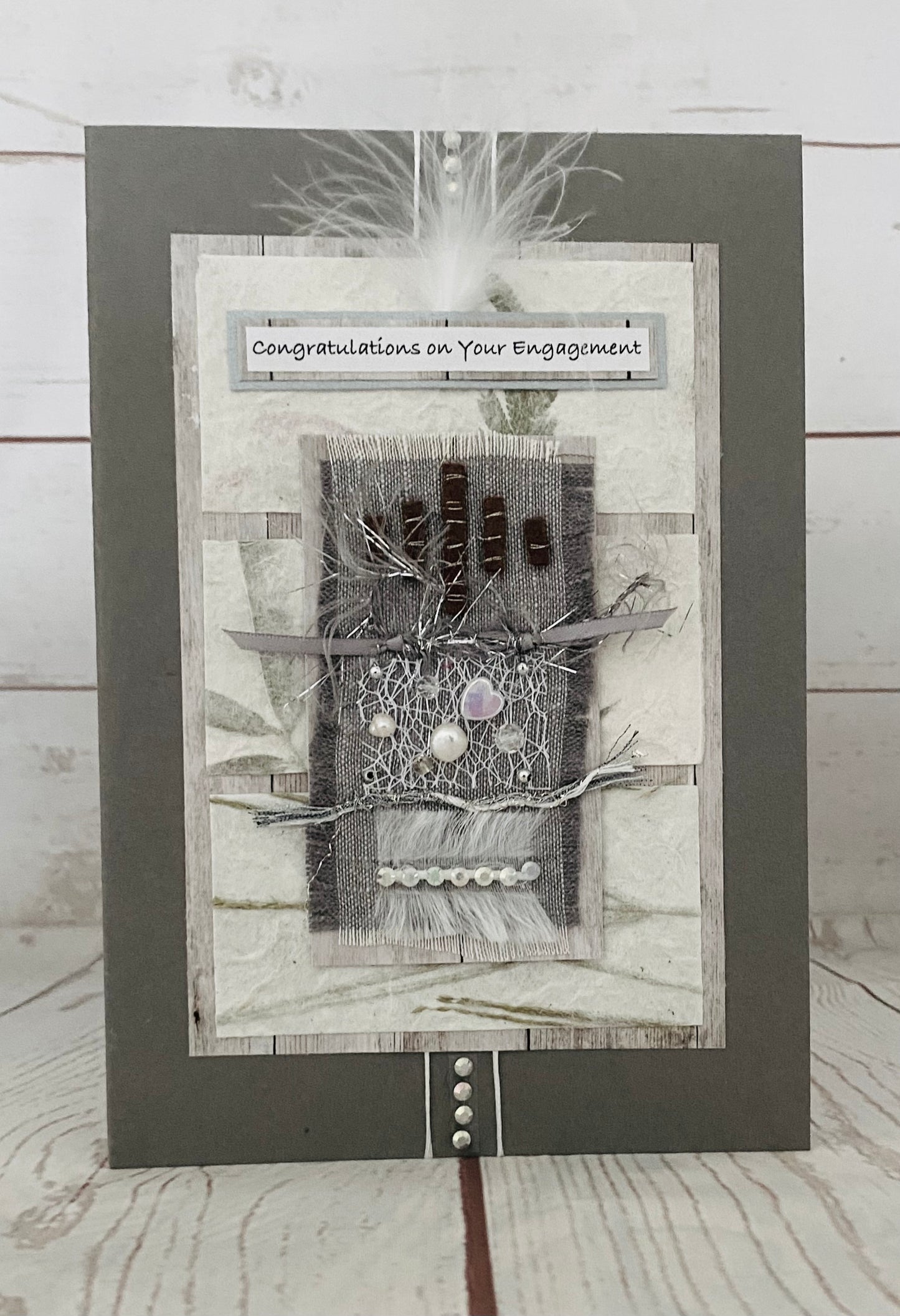 Luxury Platinum Crystal Pearl Handmade Card