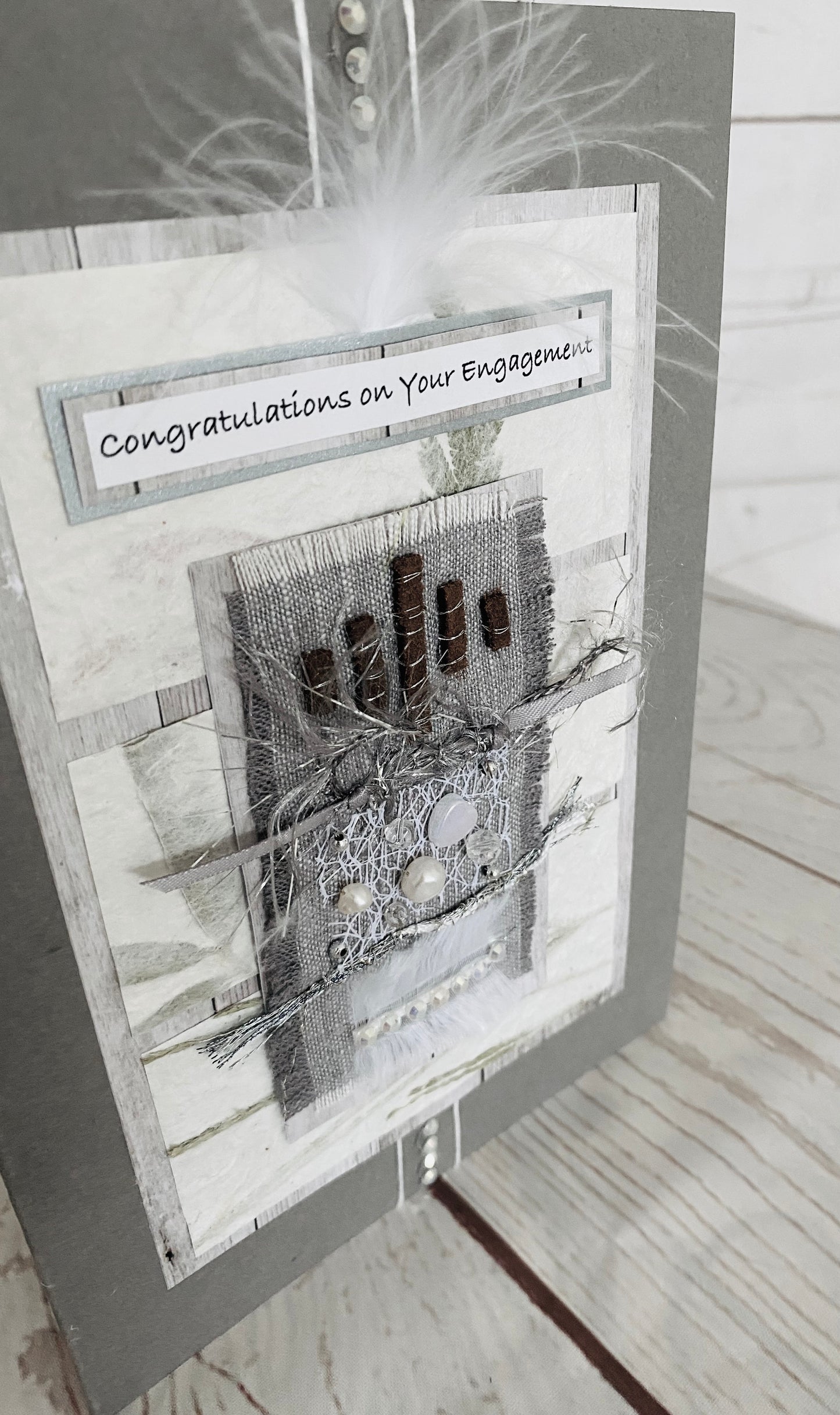 Luxury Platinum Crystal Pearl Handmade Card