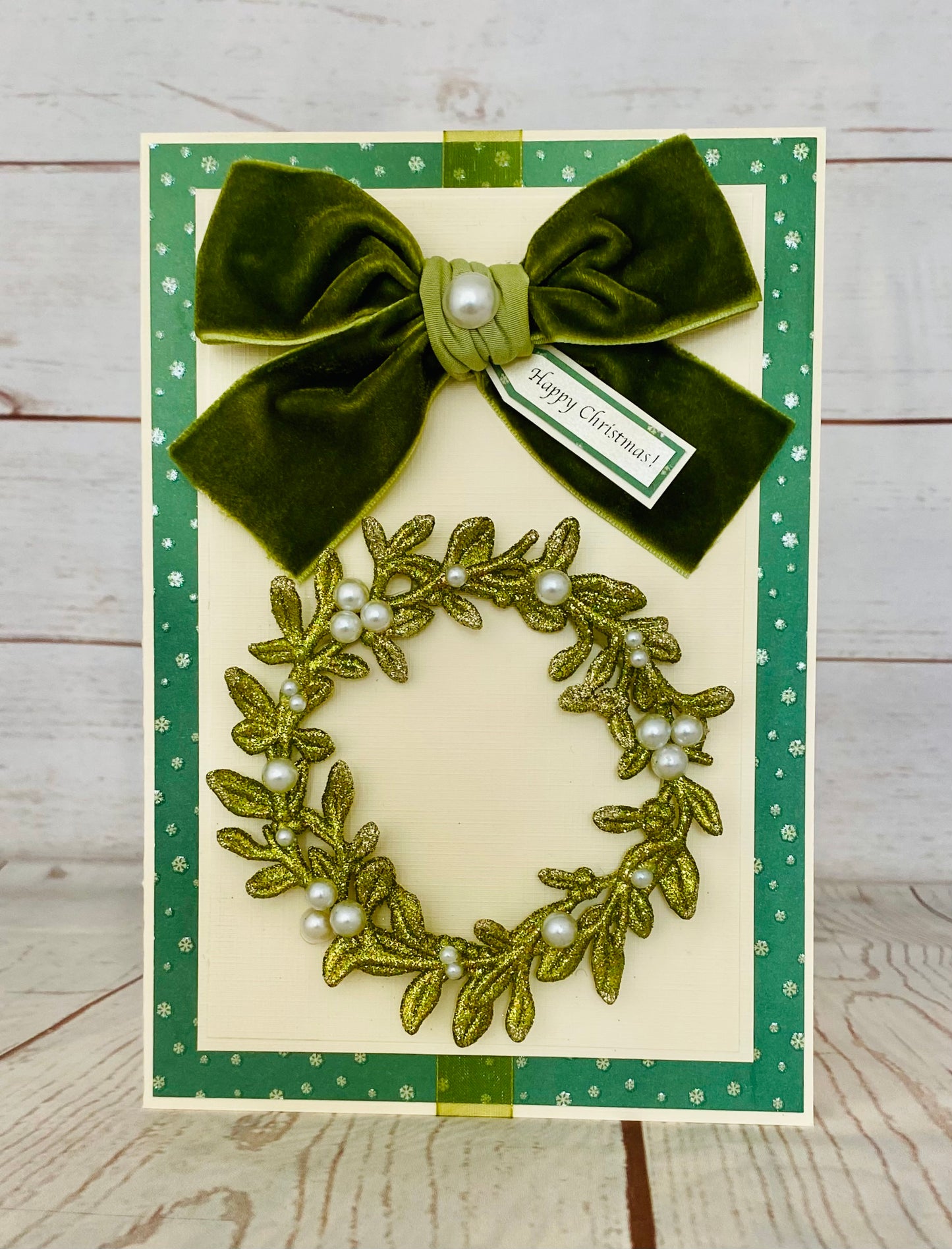 Luxury Mistletoe Wreath Handmade Card