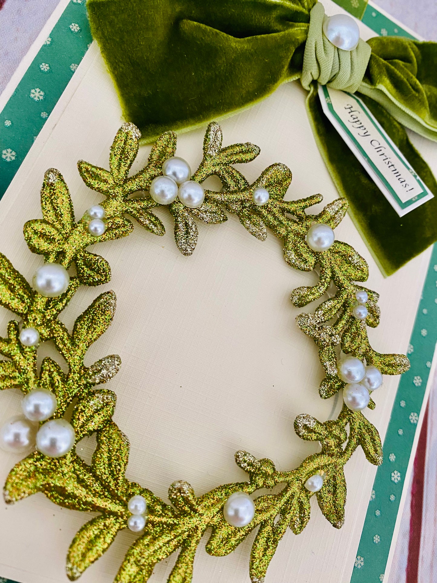 Luxury Mistletoe Wreath Handmade Card