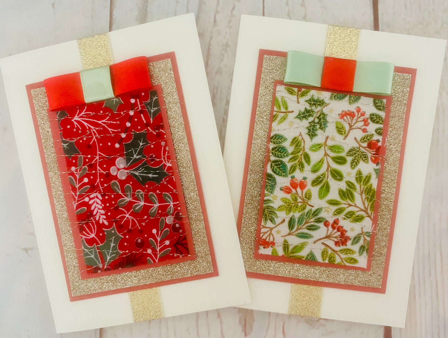 Floral Holly Christmas Handmade Card
