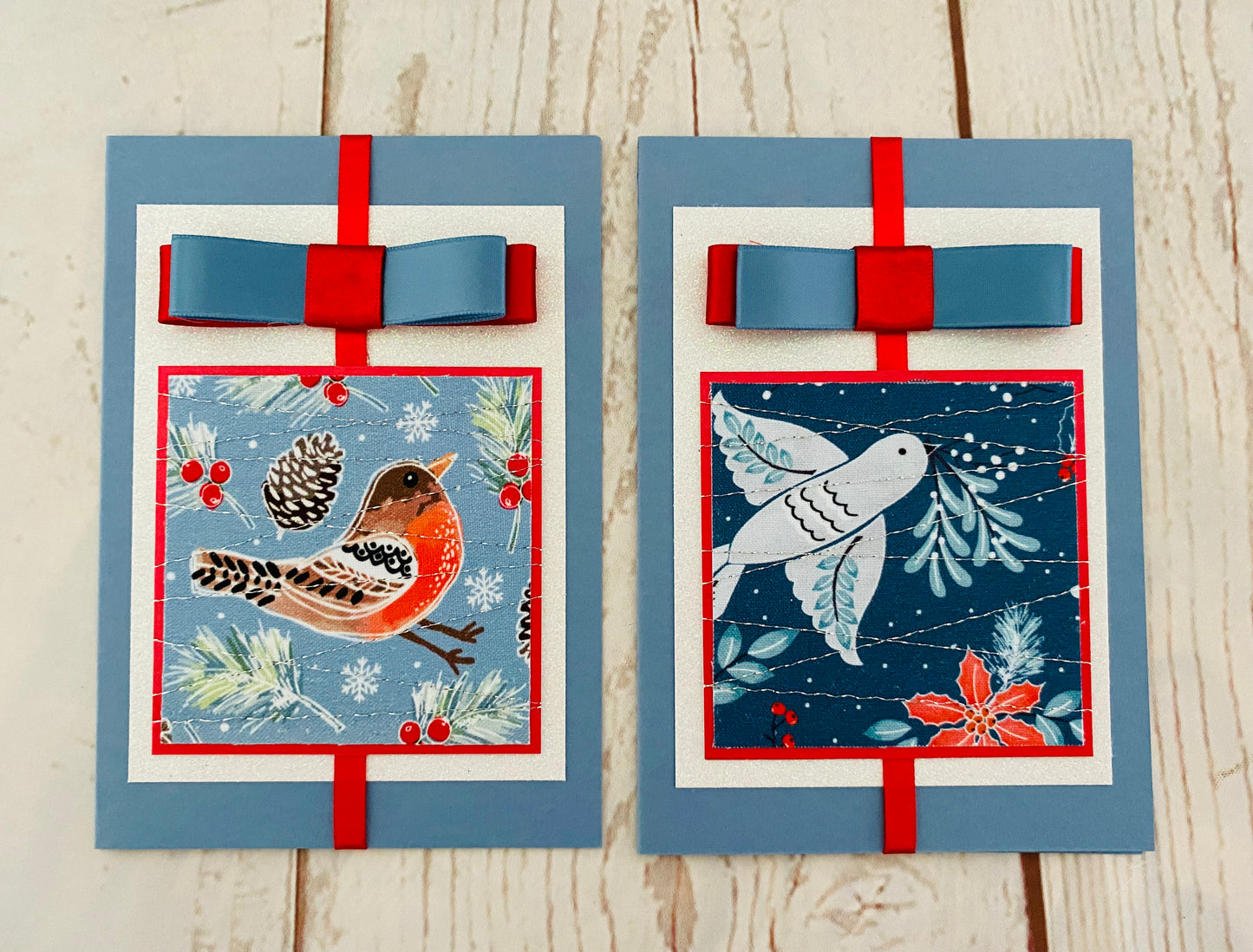Festive Flutter Christmas Birds Handmade Card