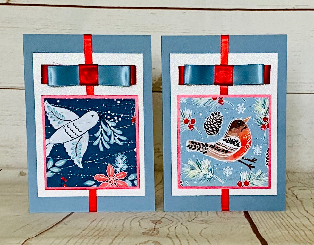 Festive Flutter Christmas Birds Handmade Card