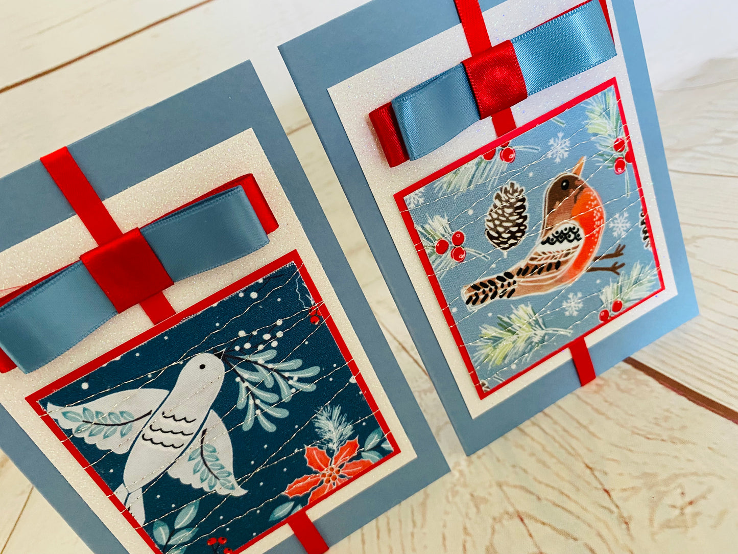 Festive Flutter Christmas Birds Handmade Card