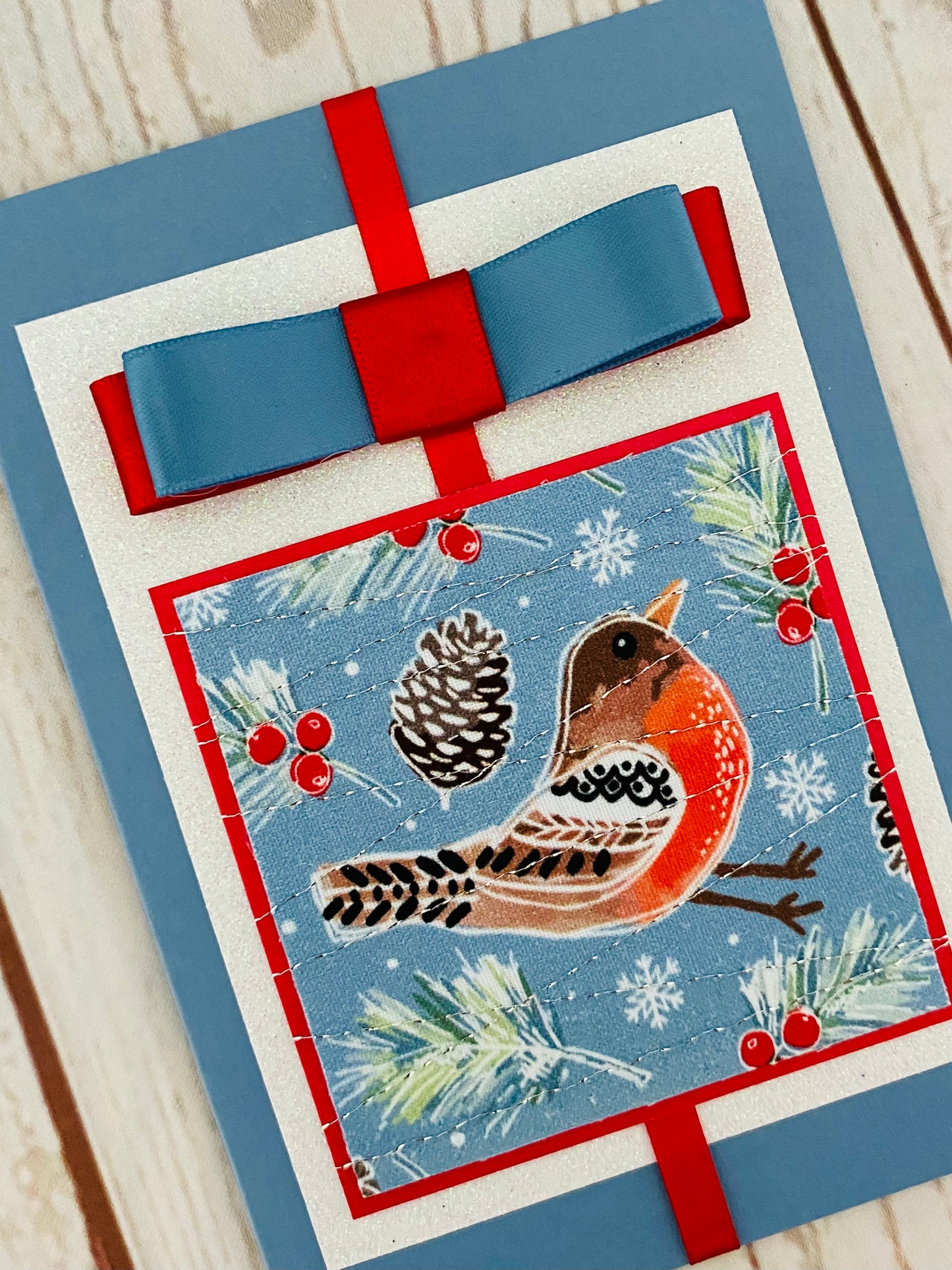 Festive Flutter Christmas Birds Handmade Card