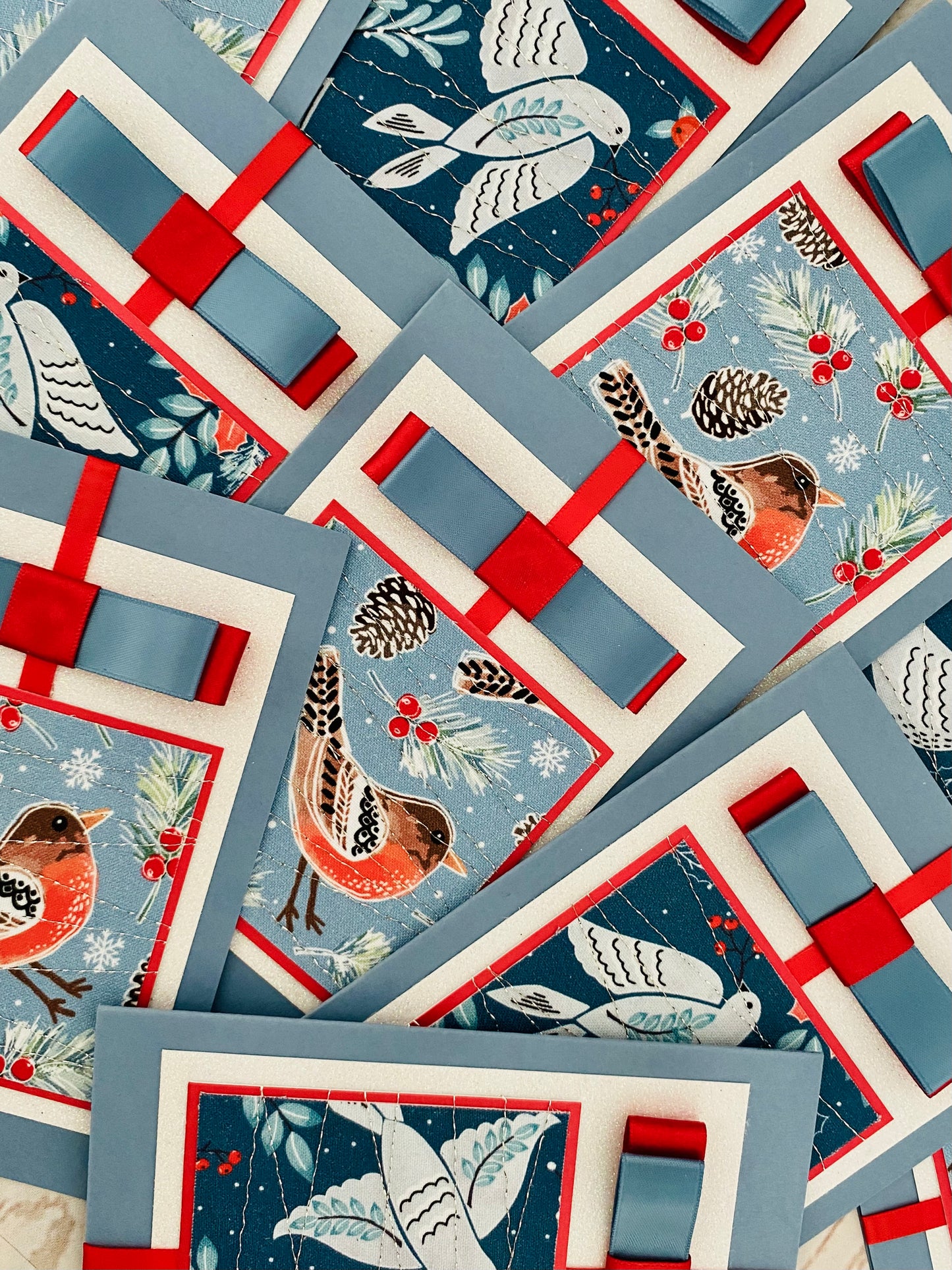 Festive Flutter Christmas Birds Handmade Card