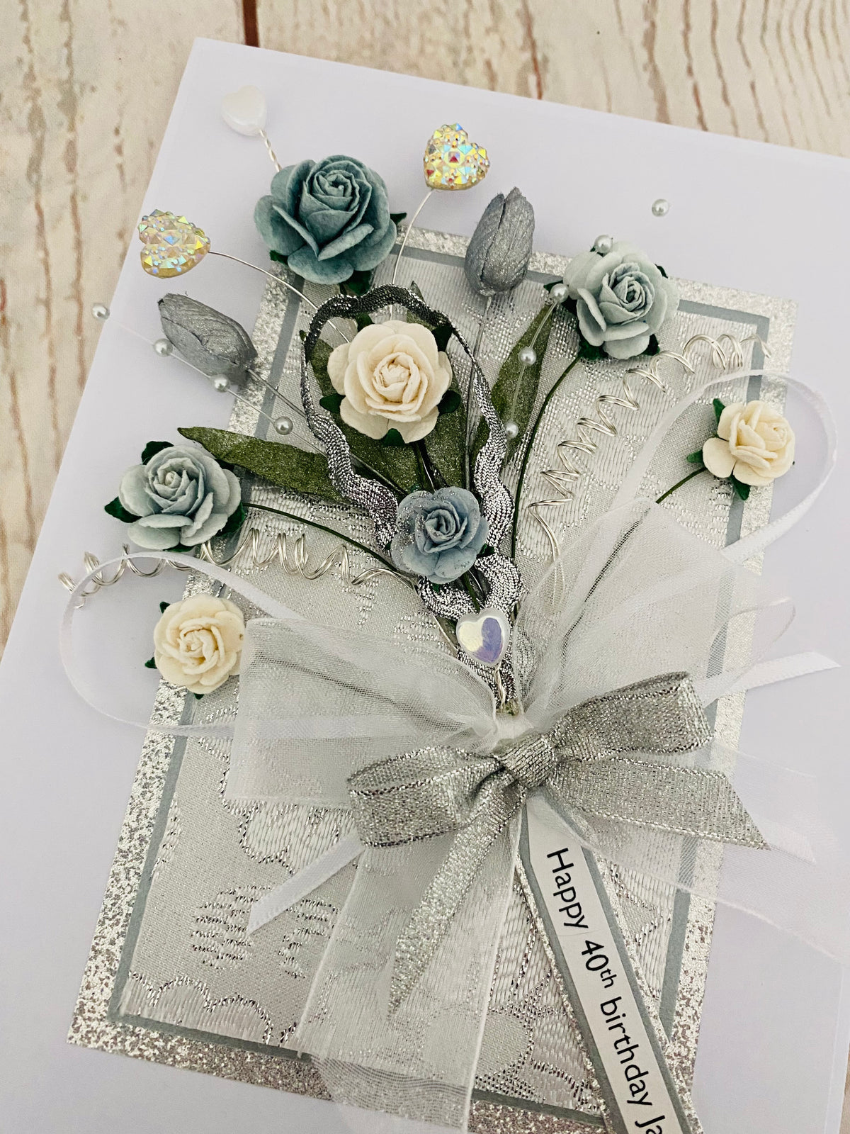 Luxury Silver Bouquet Handmade Card