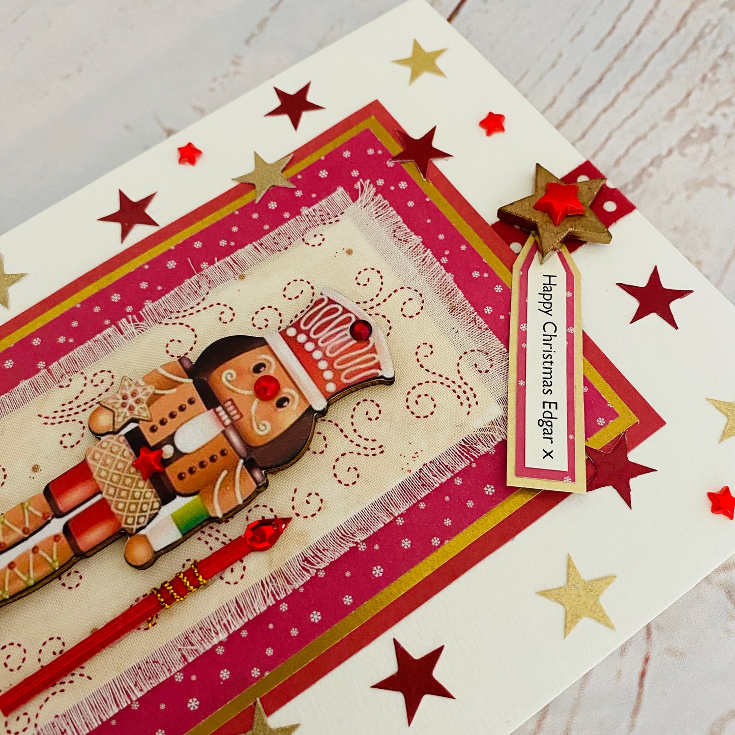 Handmade Luxury Nutcracker Soldier Christmas Card