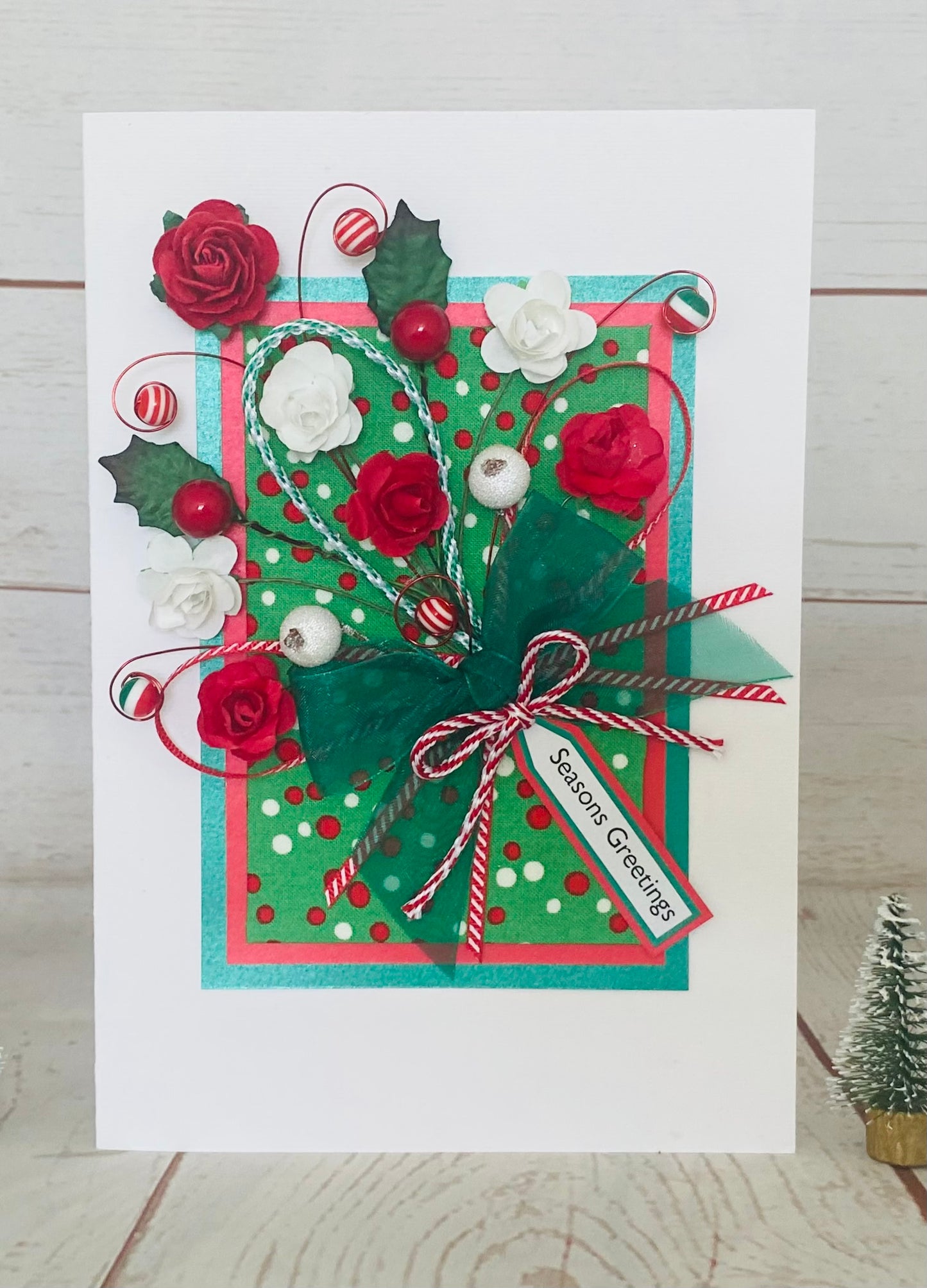Merry & Bright Luxury Handmade Christmas Bouquet Card ~ LIMITED EDITION