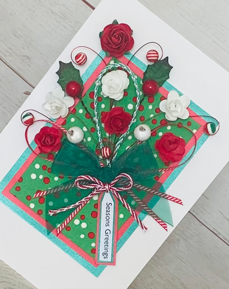 Merry & Bright Luxury Handmade Christmas Bouquet Card ~ LIMITED EDITION