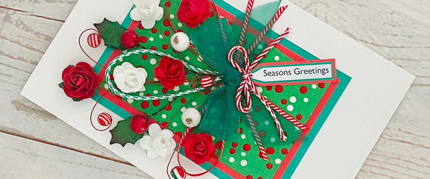 Merry & Bright Luxury Handmade Christmas Bouquet Card ~ LIMITED EDITION