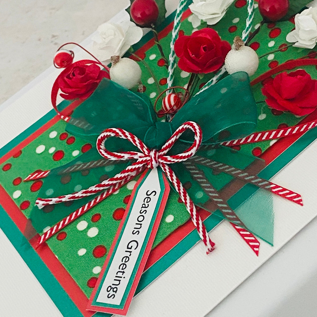 Merry & Bright Luxury Handmade Christmas Bouquet Card ~ LIMITED EDITION