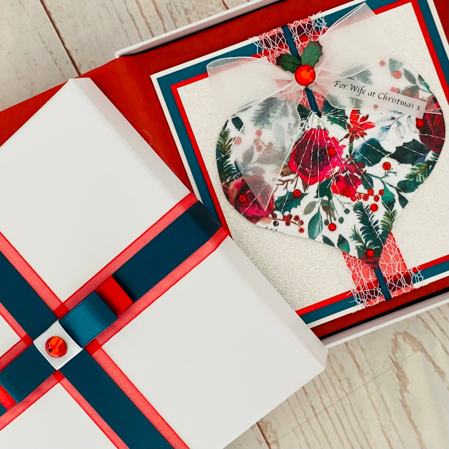 Christmas Love Gift Bundle ~ Handmade Card, Presentation Box, Display Frame & Chocolates