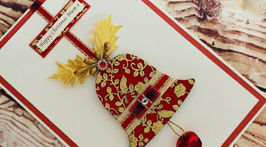 Red & Gold Jingle Bells Christmas Handmade Card