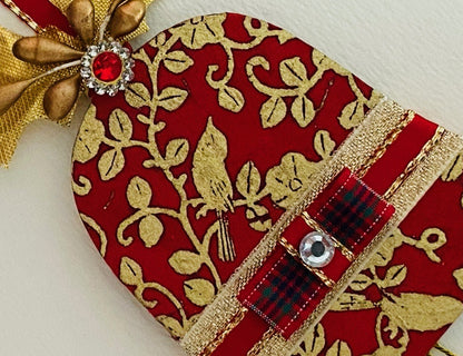 Red & Gold Jingle Bells Christmas Handmade Card