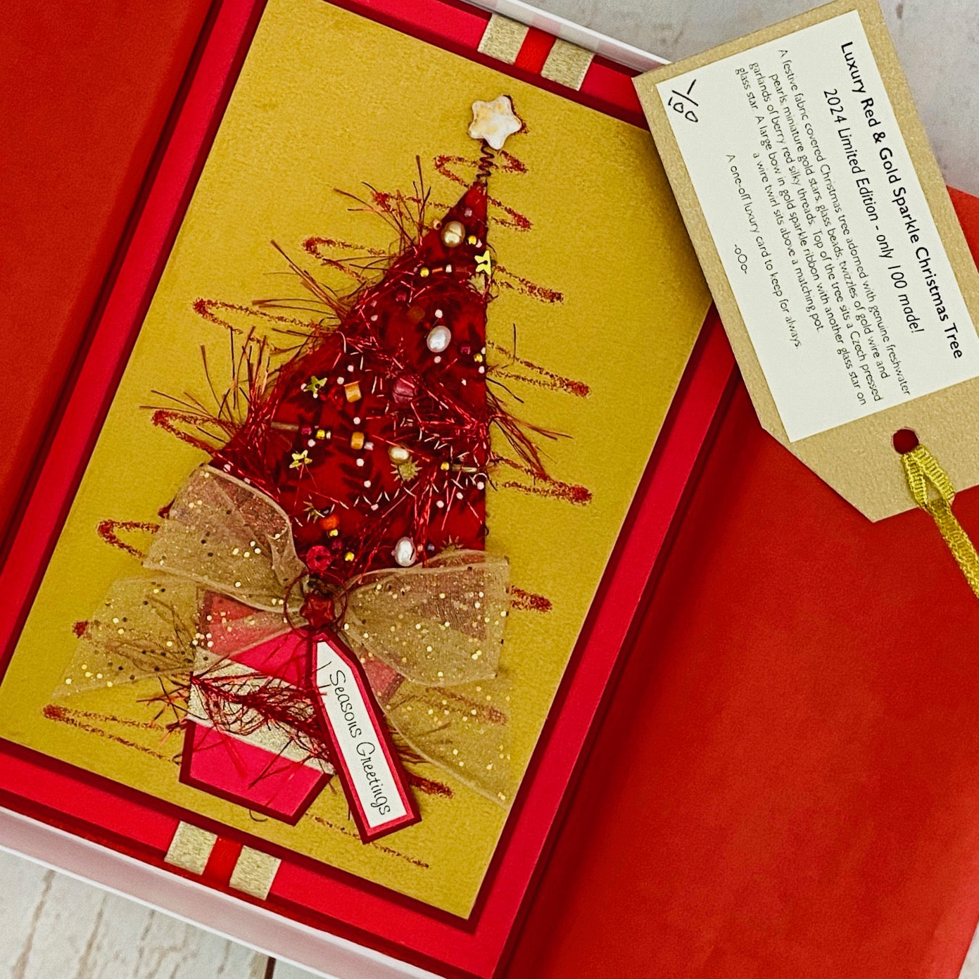 Red & Gold Sparkle Handmade Card