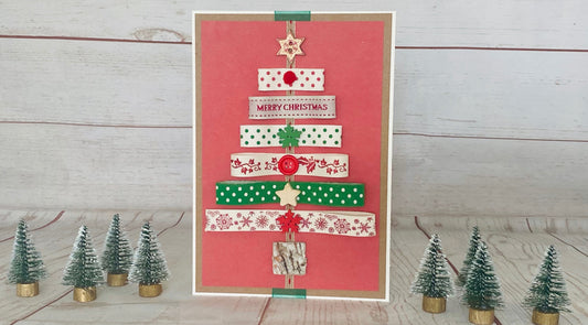 Natural Christmas Ribbon Tree Handmade Card