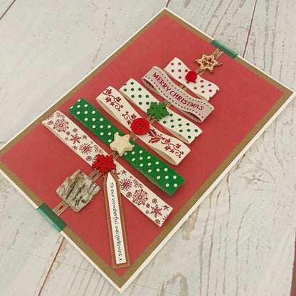 Natural Christmas Ribbon Tree Handmade Card