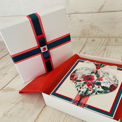 Christmas Love Handmade Card, Presentation Box, Display Frame, Chocolates Gift Bundle