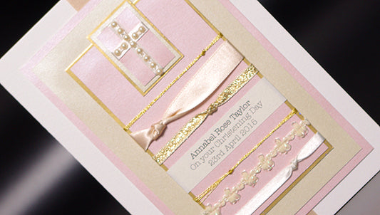 Pink Christening Handmade Card