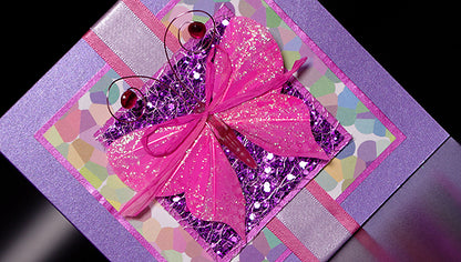 Glittery Pink Butterfly Handmade Card