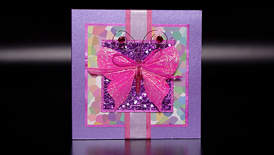 Glittery Pink Butterfly Handmade Card