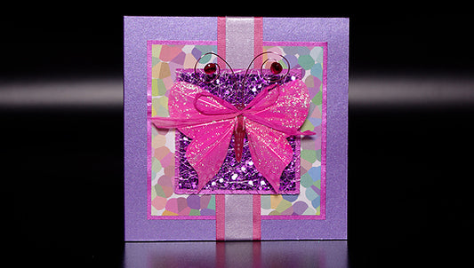 Glittery Pink Butterfly Handmade Card