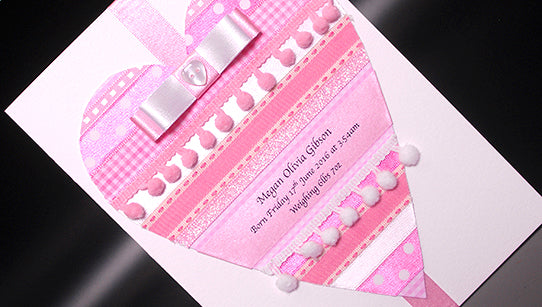 Pink Pom Pom Baby Girl Handmade Card