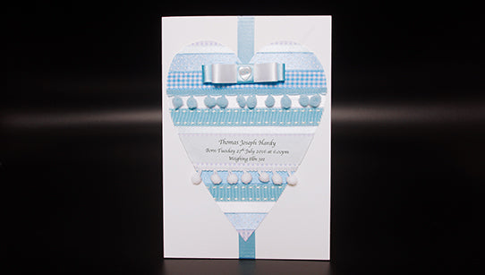 Blue Pom Pom Baby Boy Handmade Card