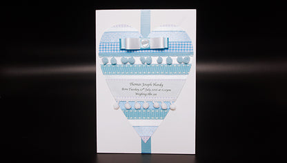 Blue Pom Pom Baby Boy Handmade Card