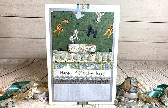 Blue Animal Safari Handmade Card