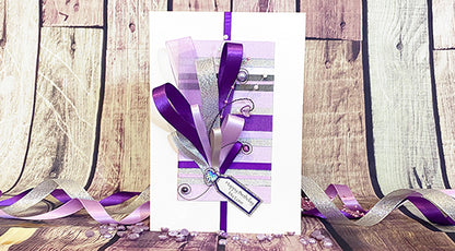 Purple Ribbons Heart Handmade Card