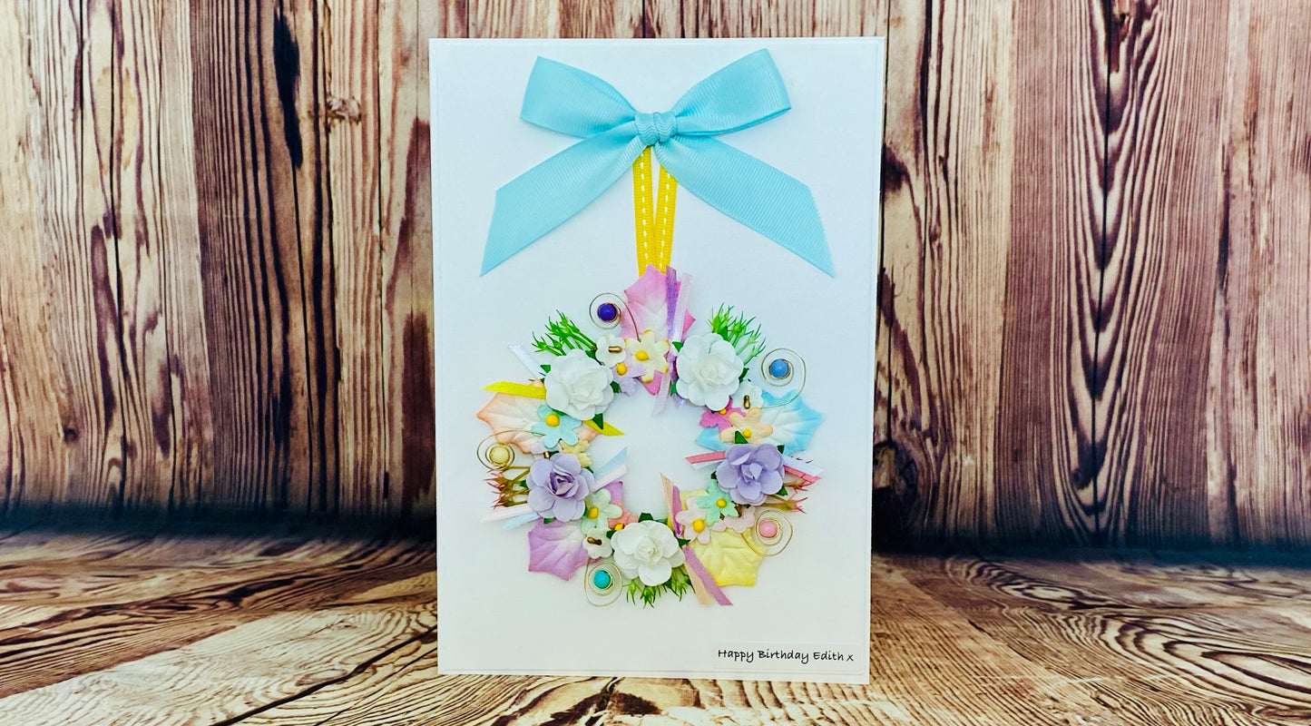 Summertime Pastel Wreath Handmade Card