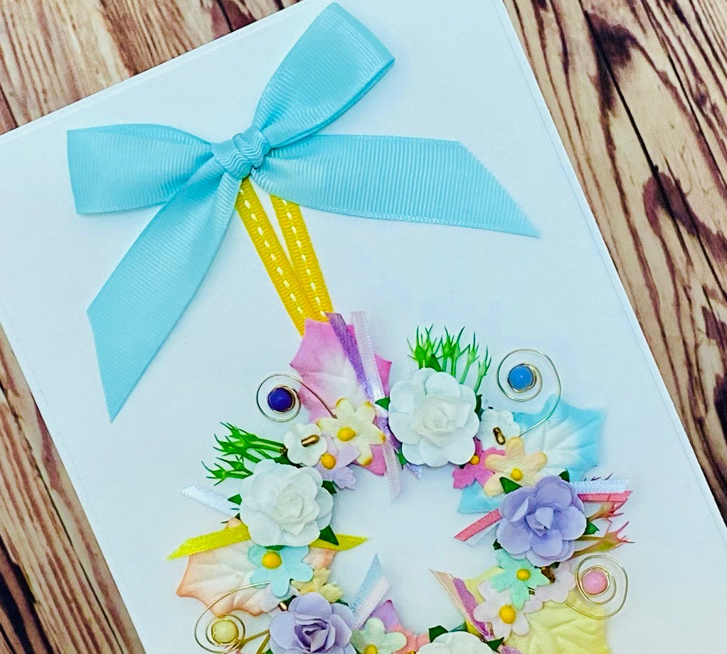 Summertime Pastel Wreath Handmade Card