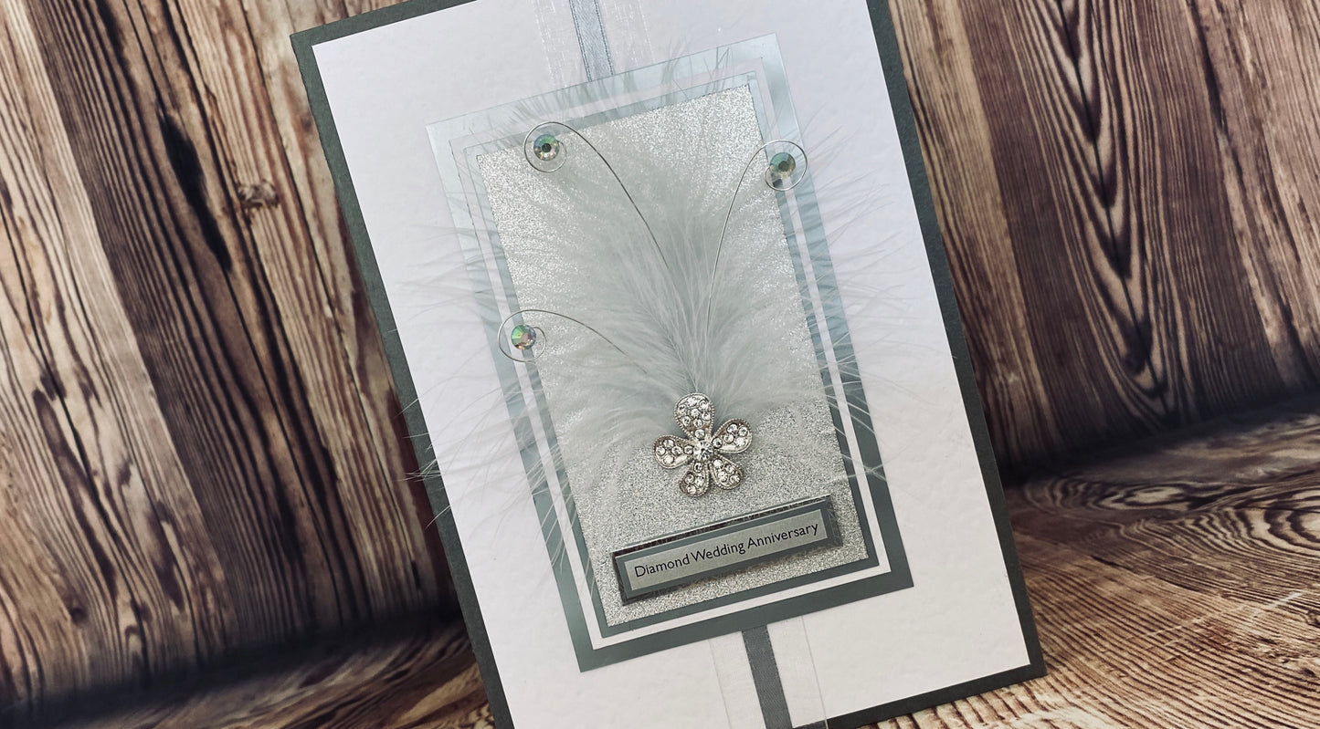 Elegant Diamanté Flower Handmade Card