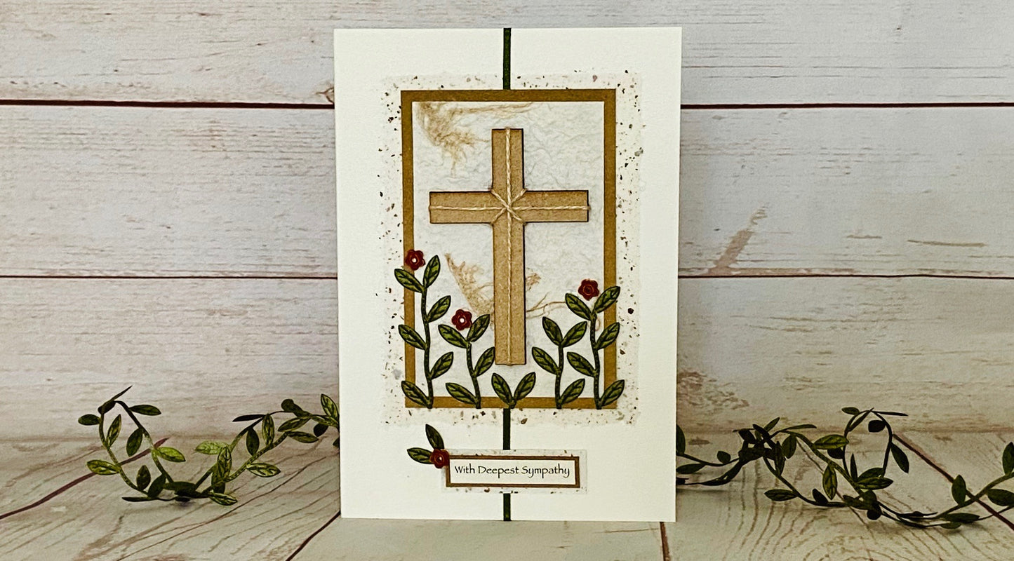 Floral Cross Sympathy Handmade Card