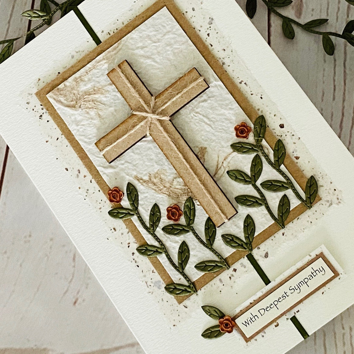 Floral Cross Sympathy Handmade Card