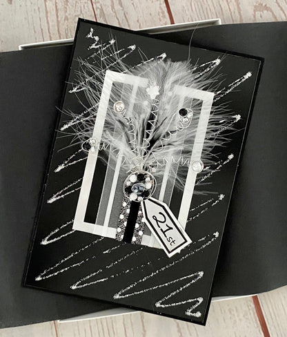 Black & Silver Frivolous Design Handmade Card