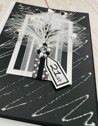 Black & Silver Frivolous Design Handmade Card