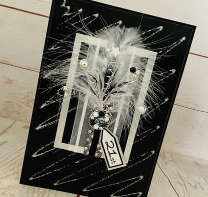 Black & Silver Frivolous Design Handmade Card