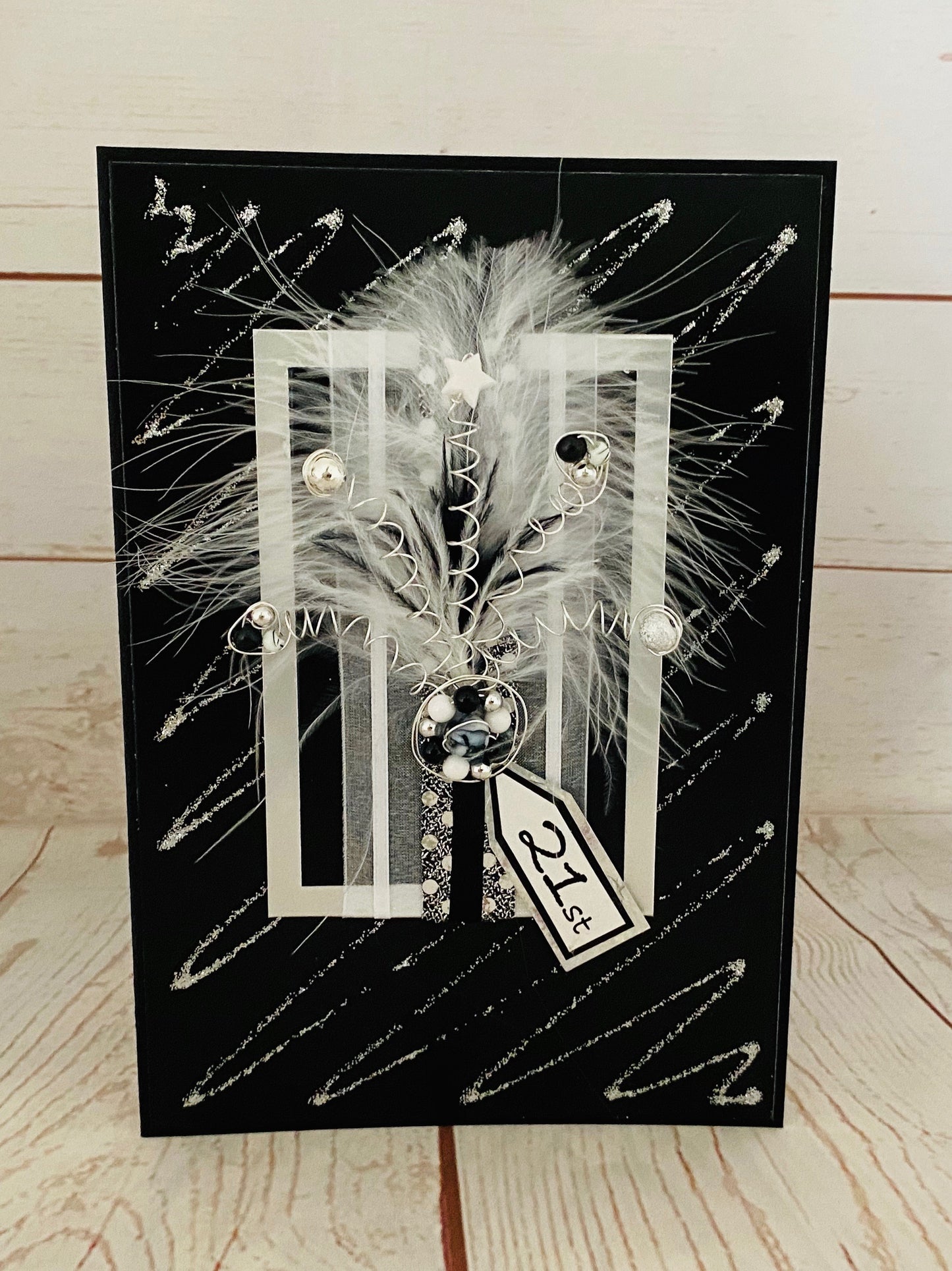 Black & Silver Frivolous Design Handmade Card