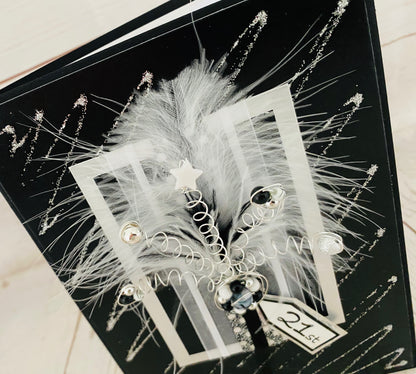 Black & Silver Frivolous Design Handmade Card